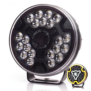 W257 BLACK - Faro abbagliante da 7 pollici - luce di posizione gialla - Rif. 17,5 - oscurato