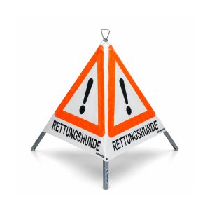 Faltsignal mit Warnsymbol VZ 101 - 70cm - RETTUNGSHUNDE - reflektierendes Warndreieck